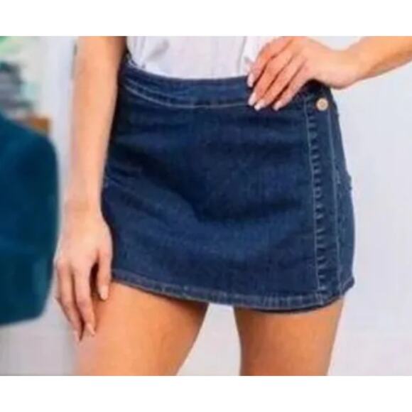Judy Blue Dresses & Skirts - Judy Blue High Waist Dark Wash Denim Skort sz L NEW
